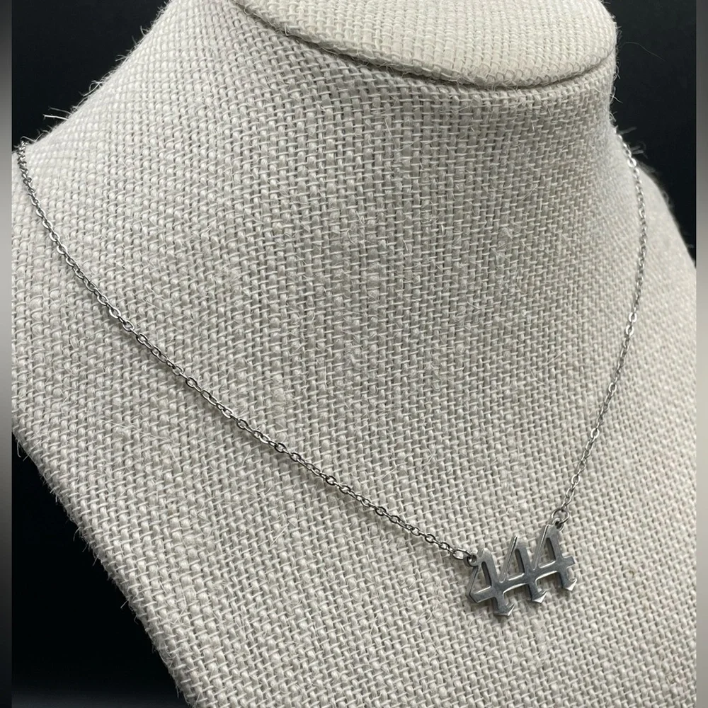 444 Angel Number Necklace | Protection | Silver | 18 inches | Nameplate Signs - Picture 4 of 9
